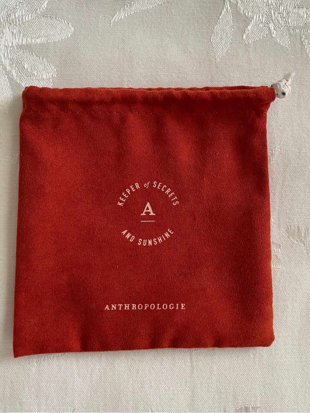 Anthropologie Jewelry Dust Gift Bag Drawstring Faux Suede 5" Secrets Sunshine